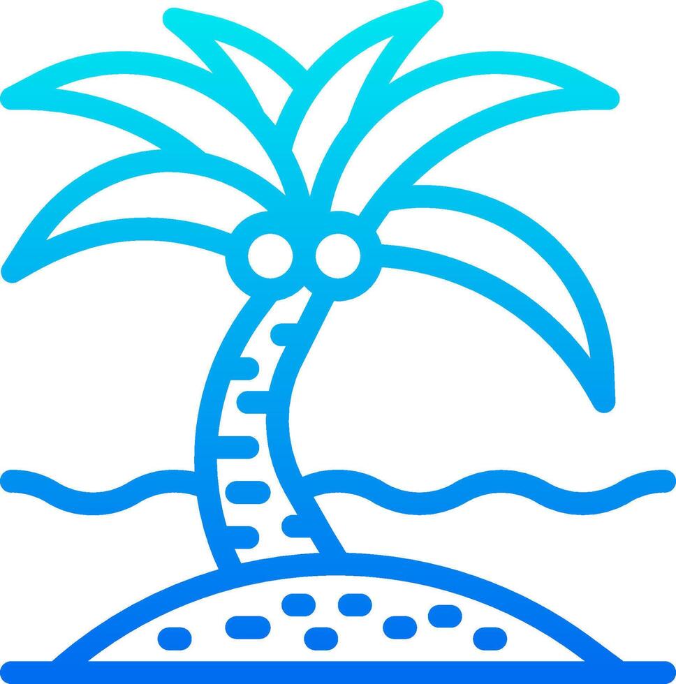 A palm tree on an island with waves vector