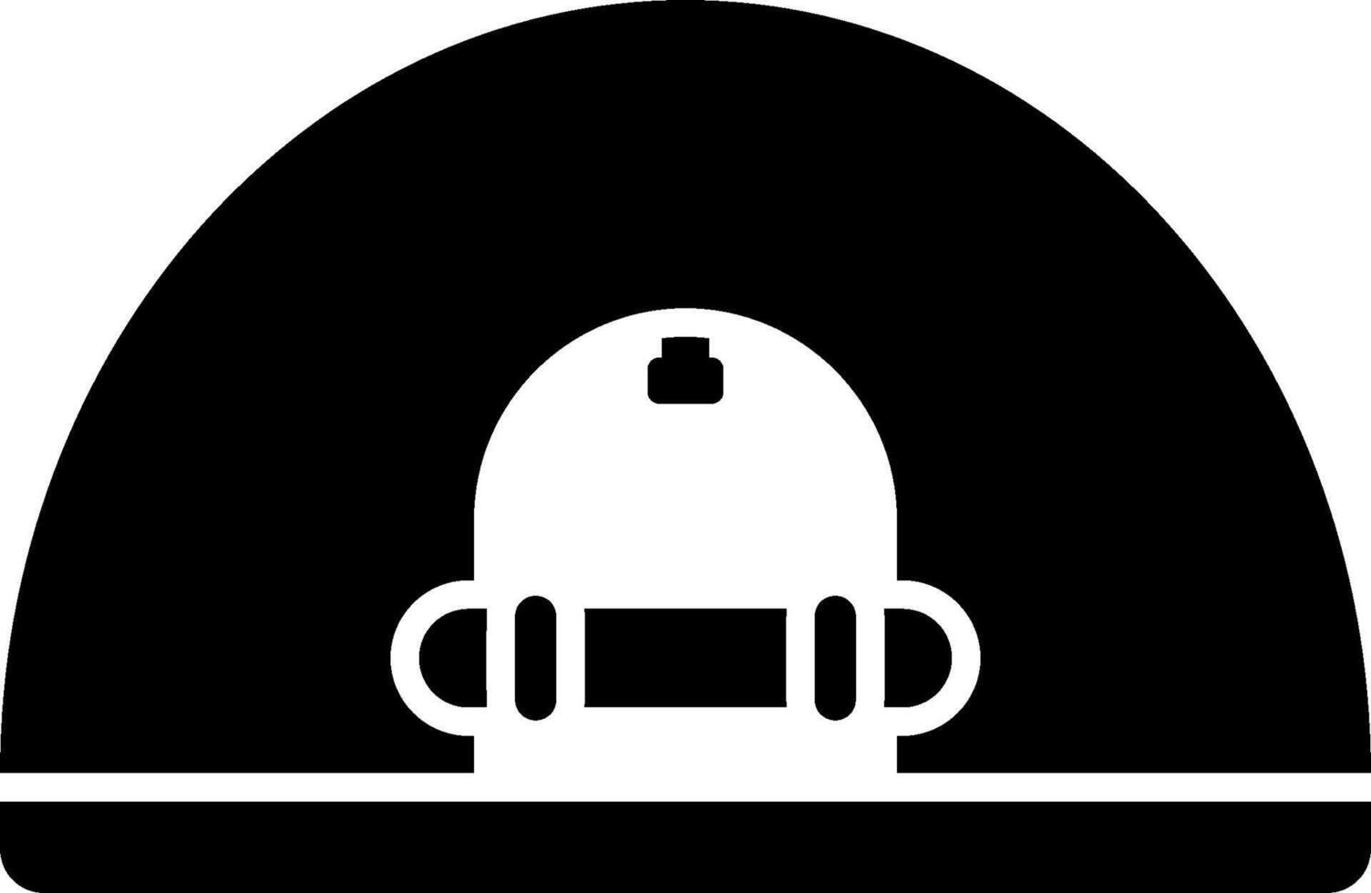 A black and white icon of a helmet vector