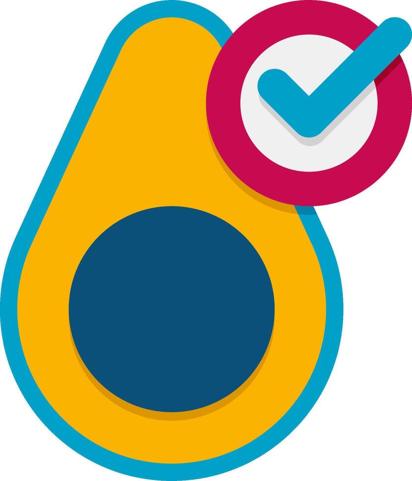 An avocado with a tick and a check mark vector