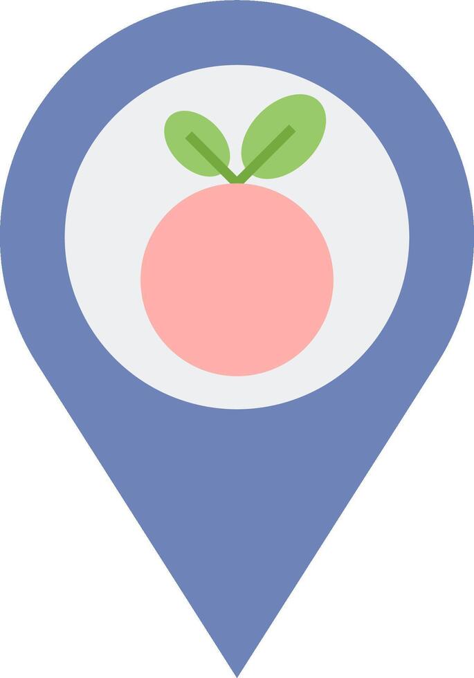 A map pin with an orange and leaf vector