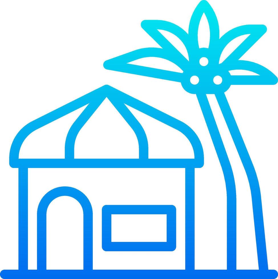 A blue icon of a house with a palm tree vector