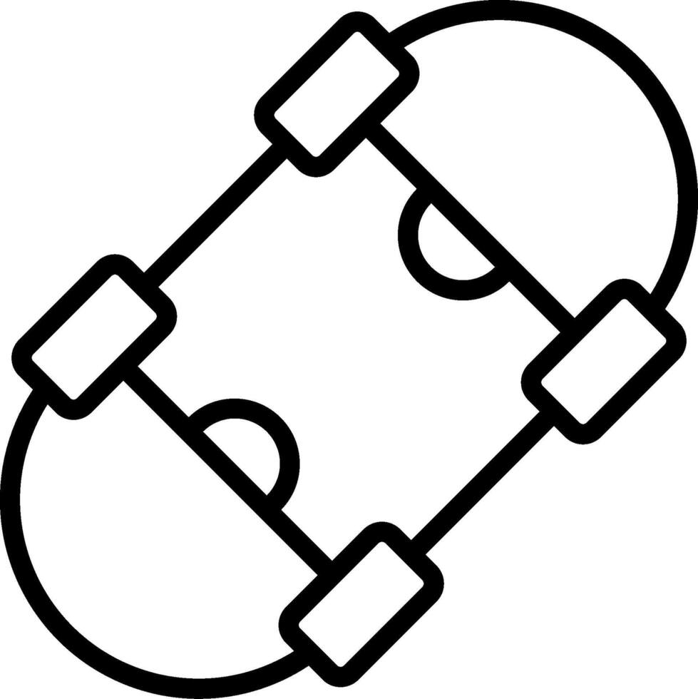 A skateboard is shown in black and white vector
