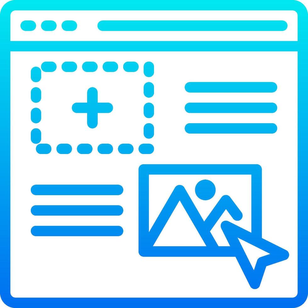A blue icon with a mouse pointing at a picture vector