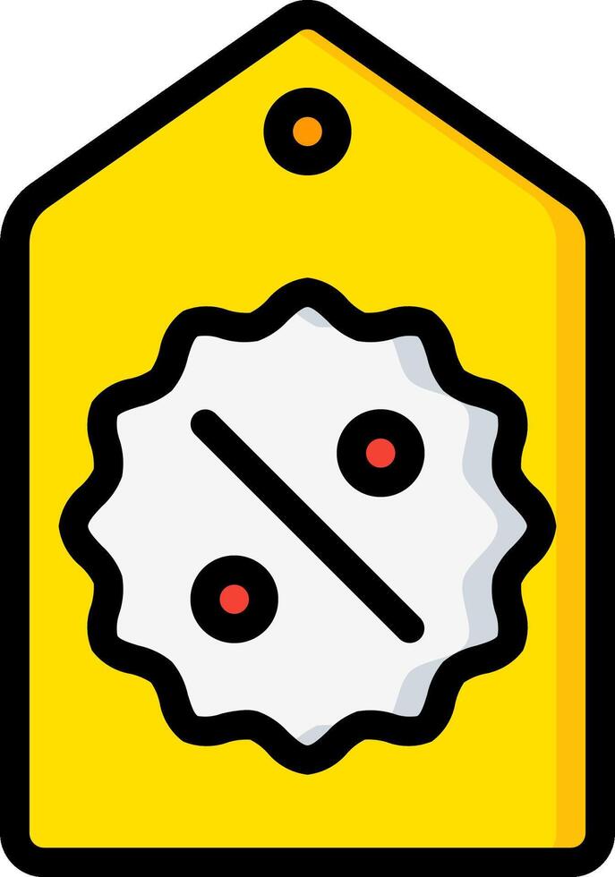 A yellow tag with a price tag and a pie chart vector