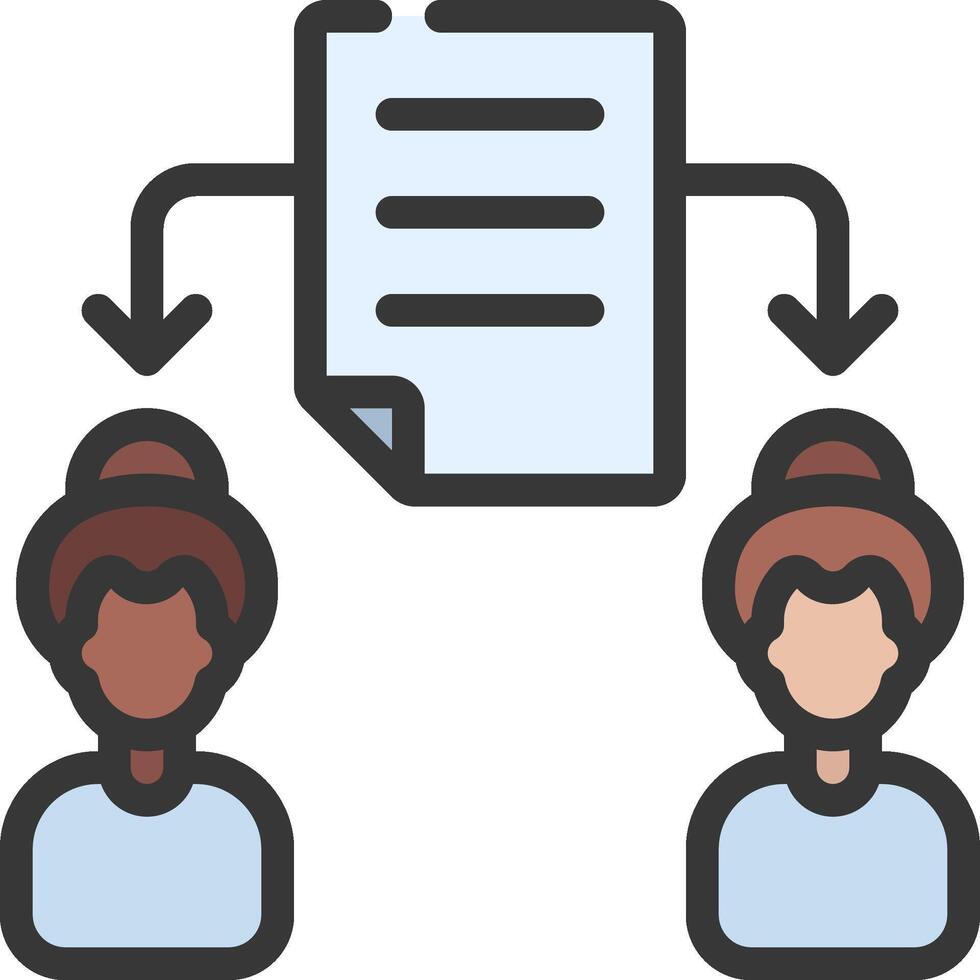 Two people are holding a document with a paper clip vector