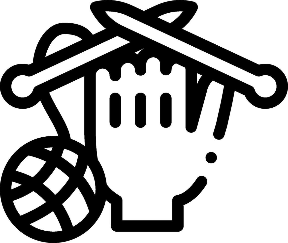 A hand holding a ball and a pair of scissors vector
