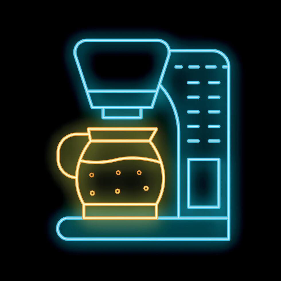 Glowing neon line icon for coffee machine brewing coffee into pot vector