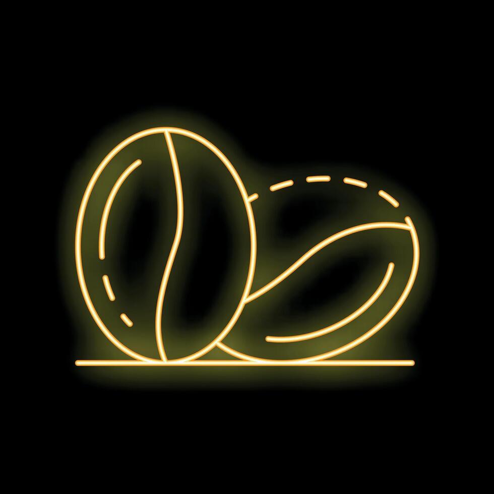 Neon sign showing two coffee beans on black background vector