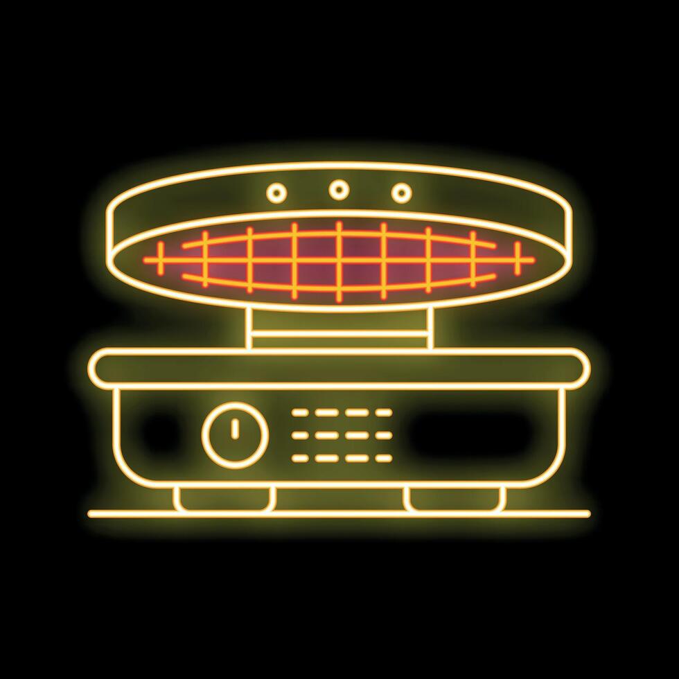 Neon electric oven icon glowing on black background vector