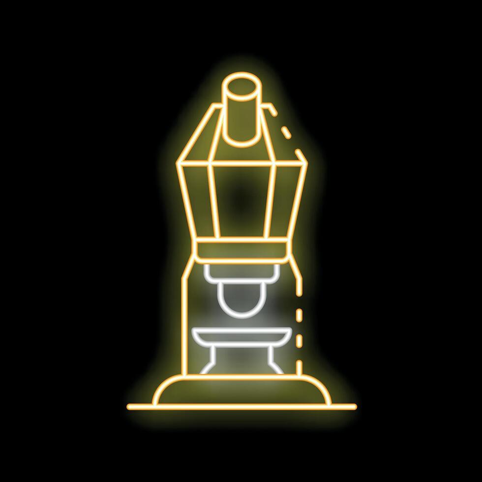 Neon icon of airport traffic control tower glowing on black background vector