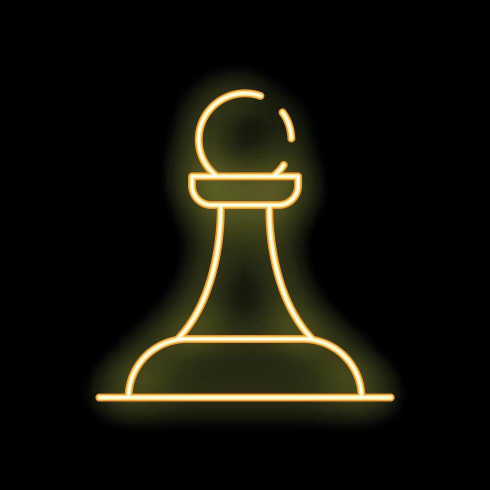 Glowing neon line chess pawn icon isolated on black background. Vector illustration