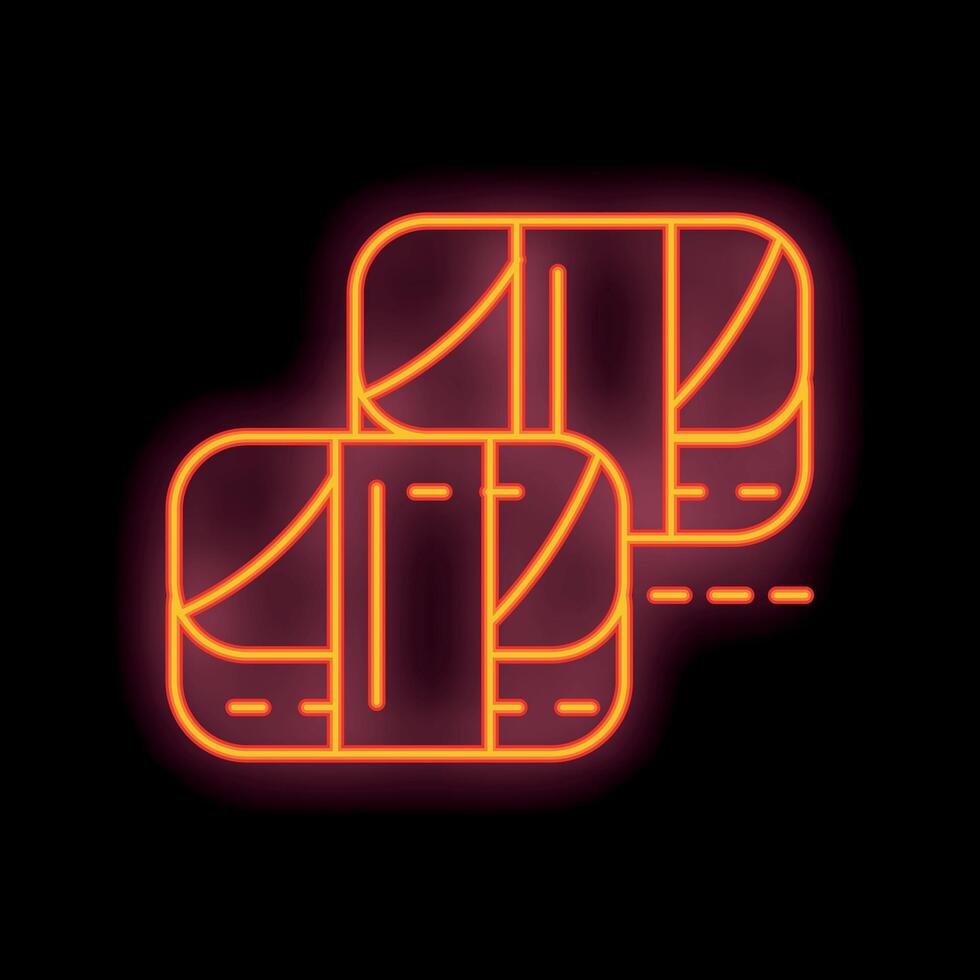 Neon sign showing two pieces of sushi with salmon on top vector
