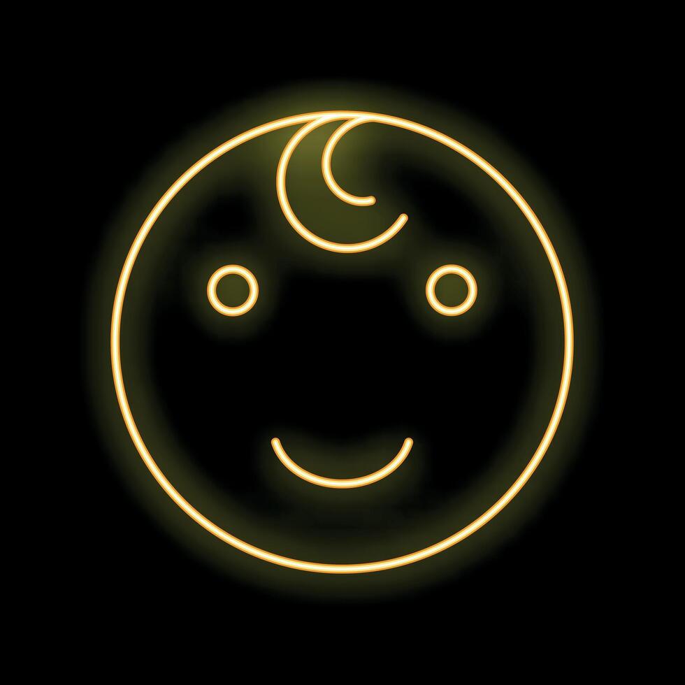 Neon sign depicting a smiling baby face on black background vector