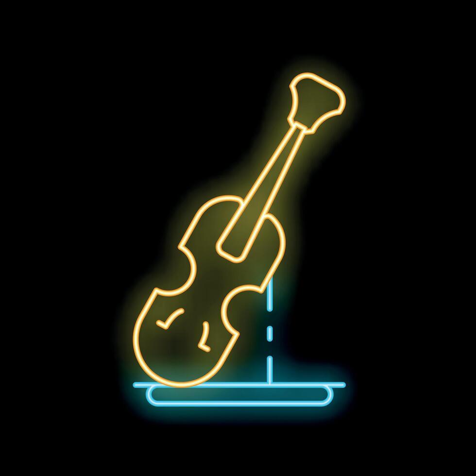 Glowing neon line violin icon isolated on black background, a musical instrument symbol vector