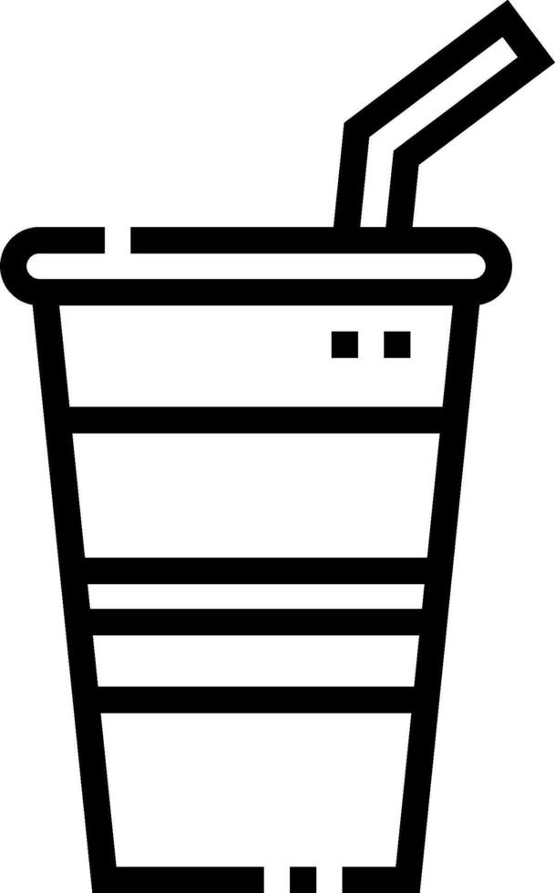 A black and white icon of a cup with a straw vector