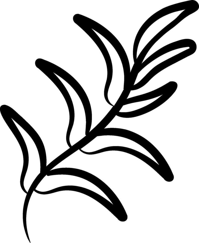 A black and white drawing of a leaf vector