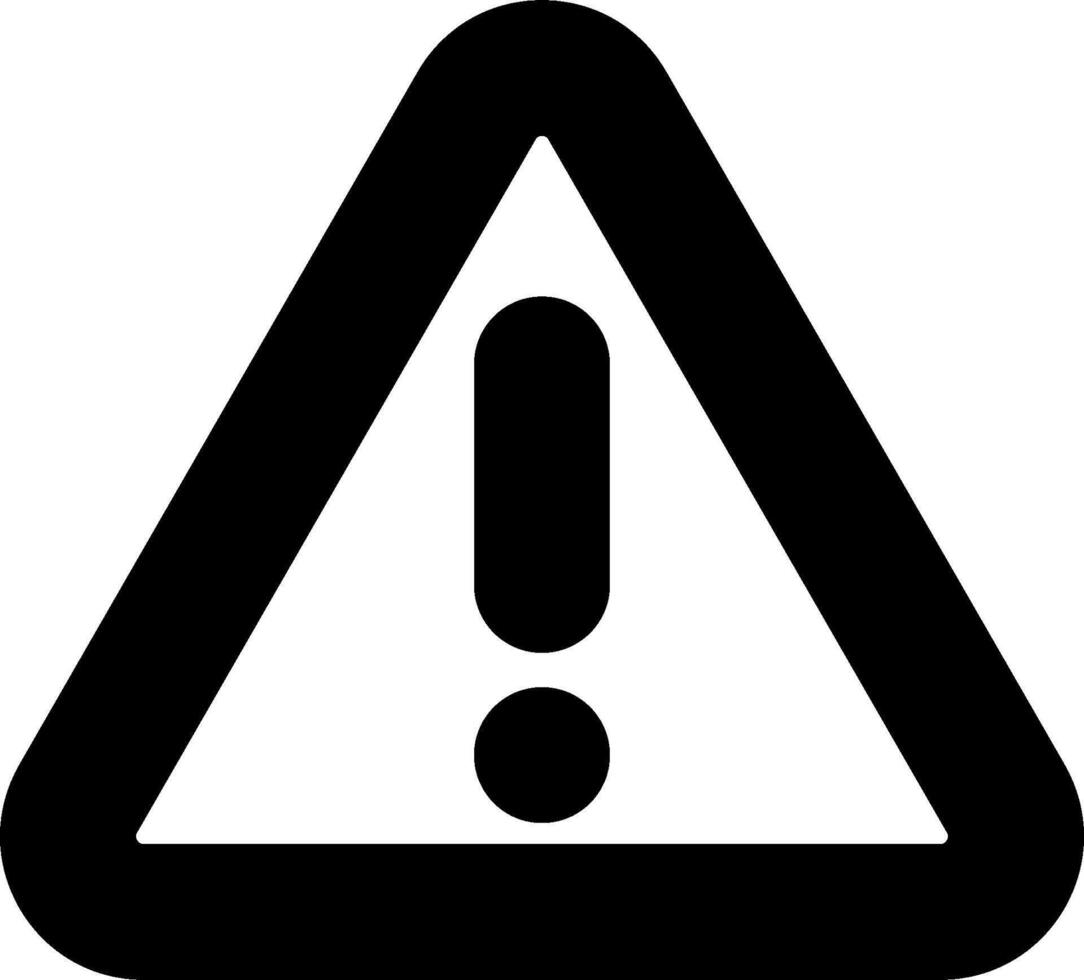 A black and white warning sign with an exclamation mark vector