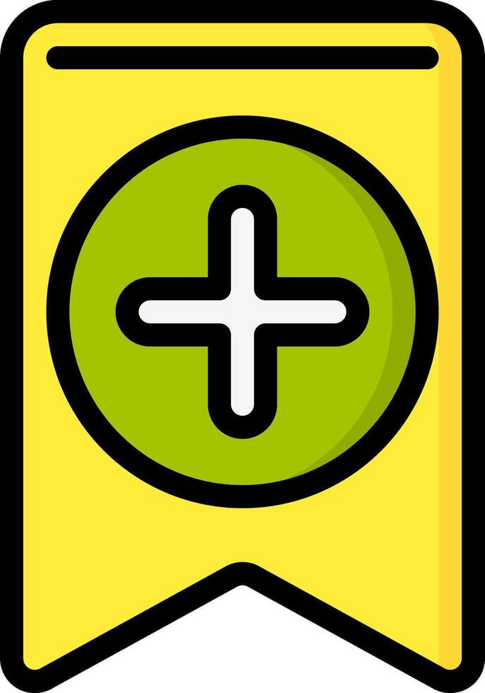 A yellow banner with a plus sign on it vector
