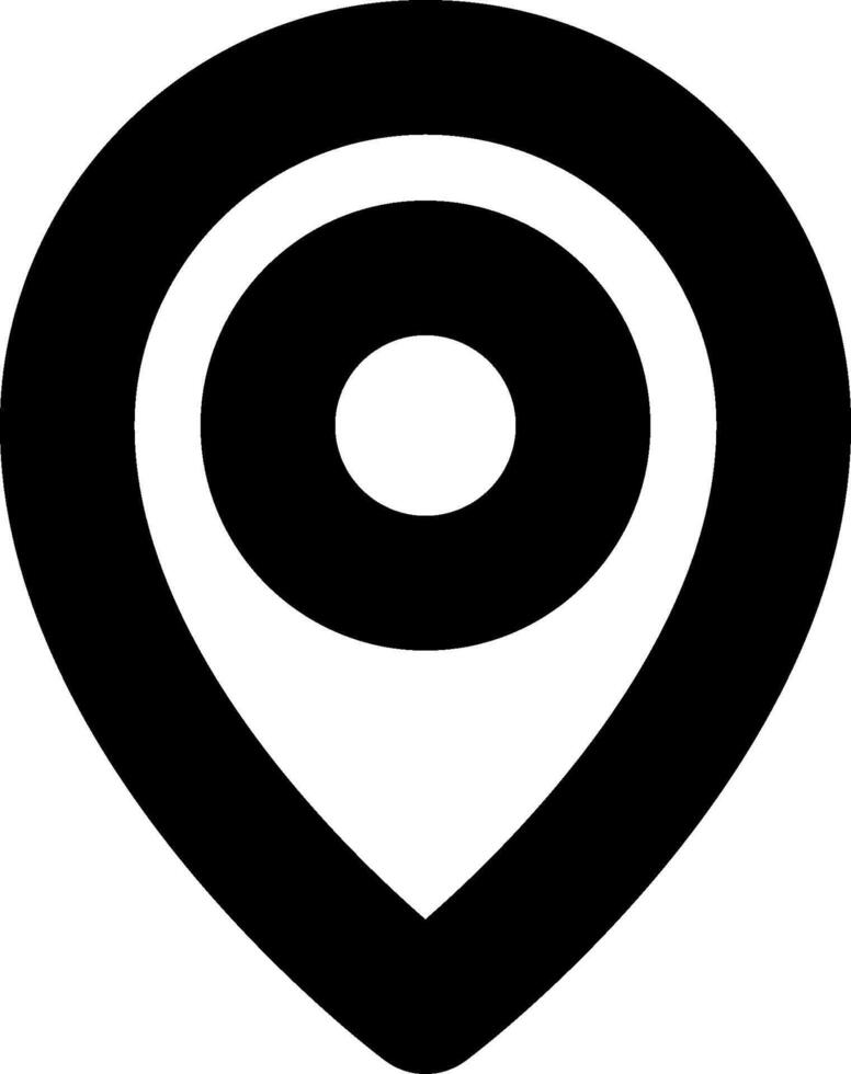 A black and white pin with a circle in the center vector