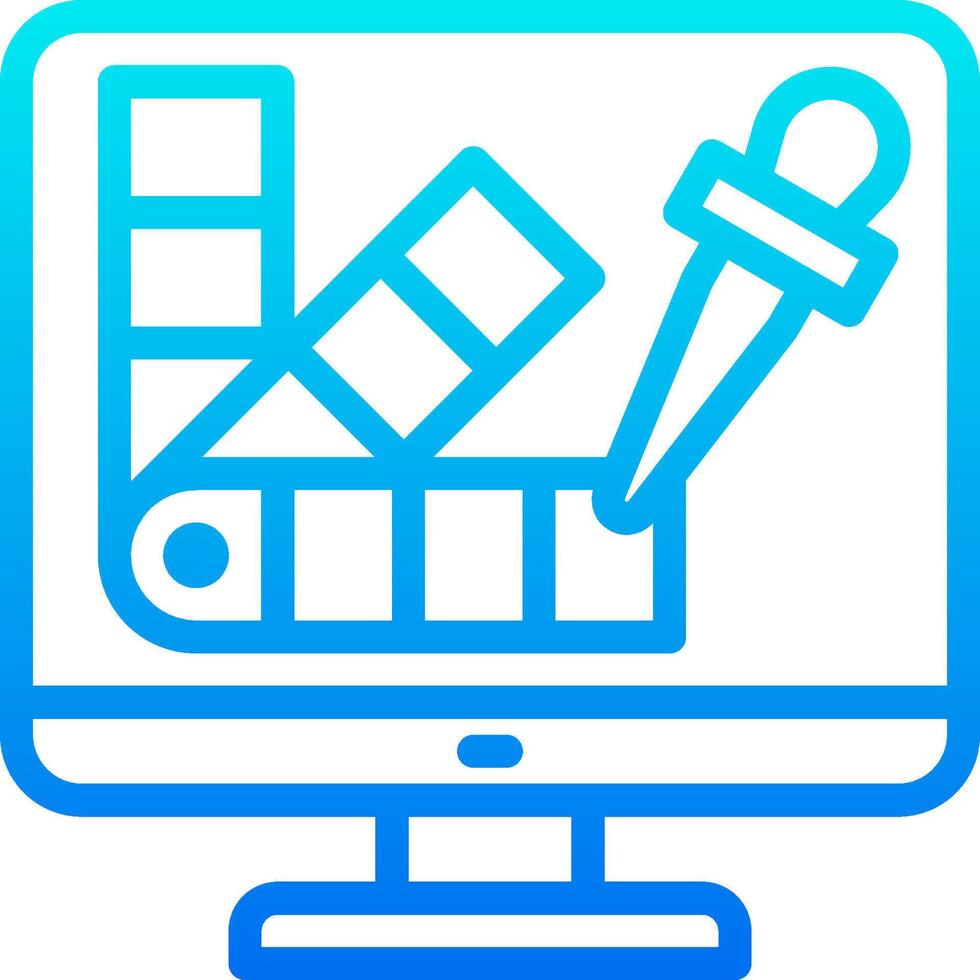 A computer monitor with a blue and white icon vector