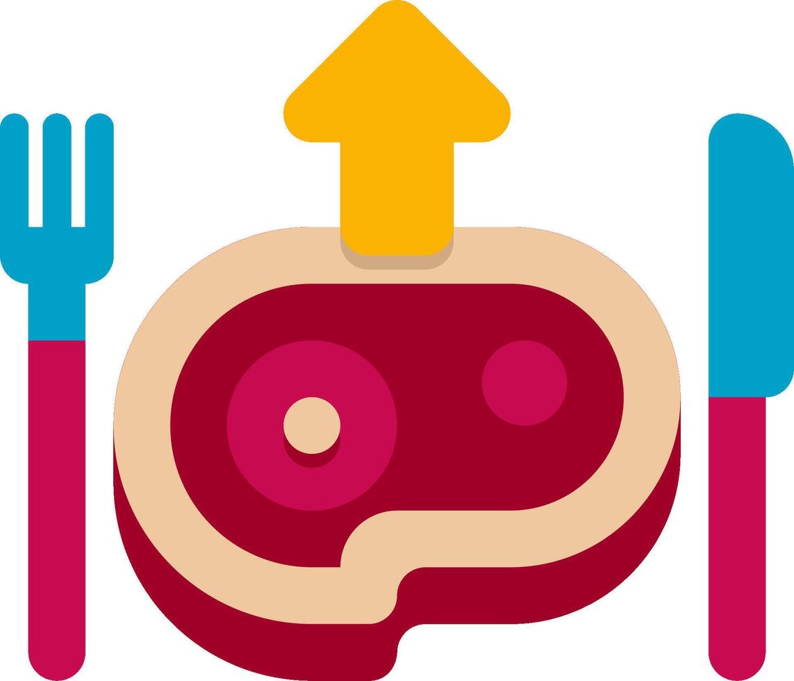 An illustration of a steak with fork and knife vector