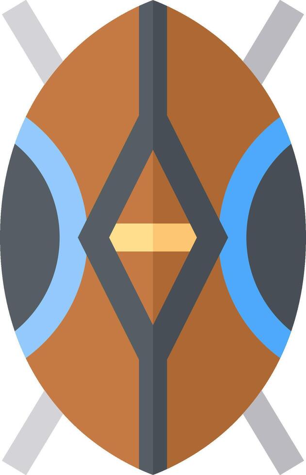 A brown and blue shield with a blue triangle vector