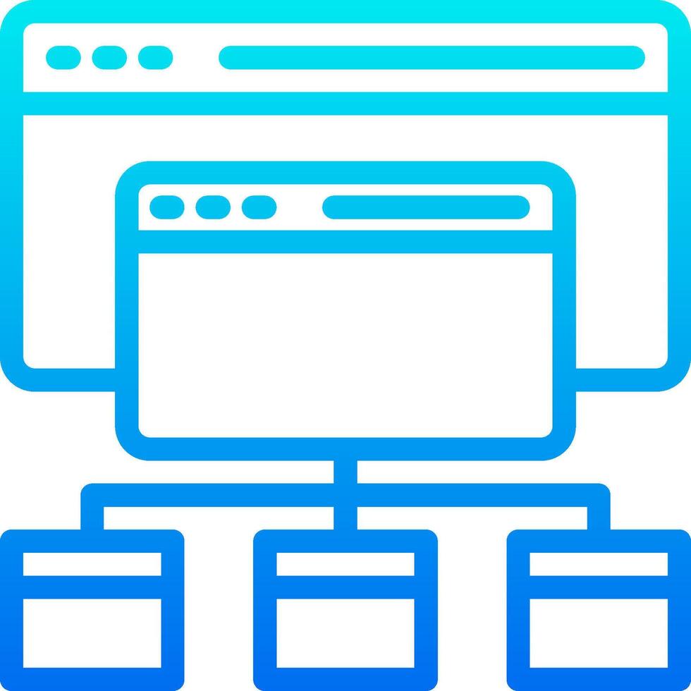 A blue icon of a computer screen with multiple screens vector