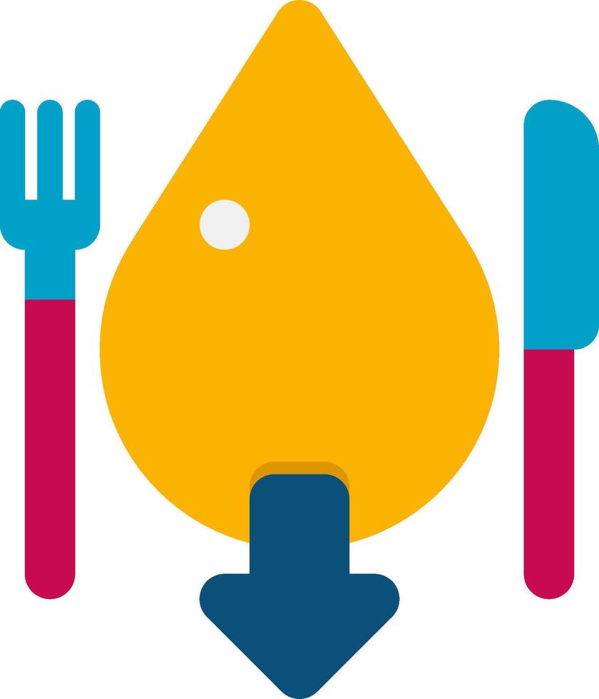 A yellow drop with a fork and knife vector