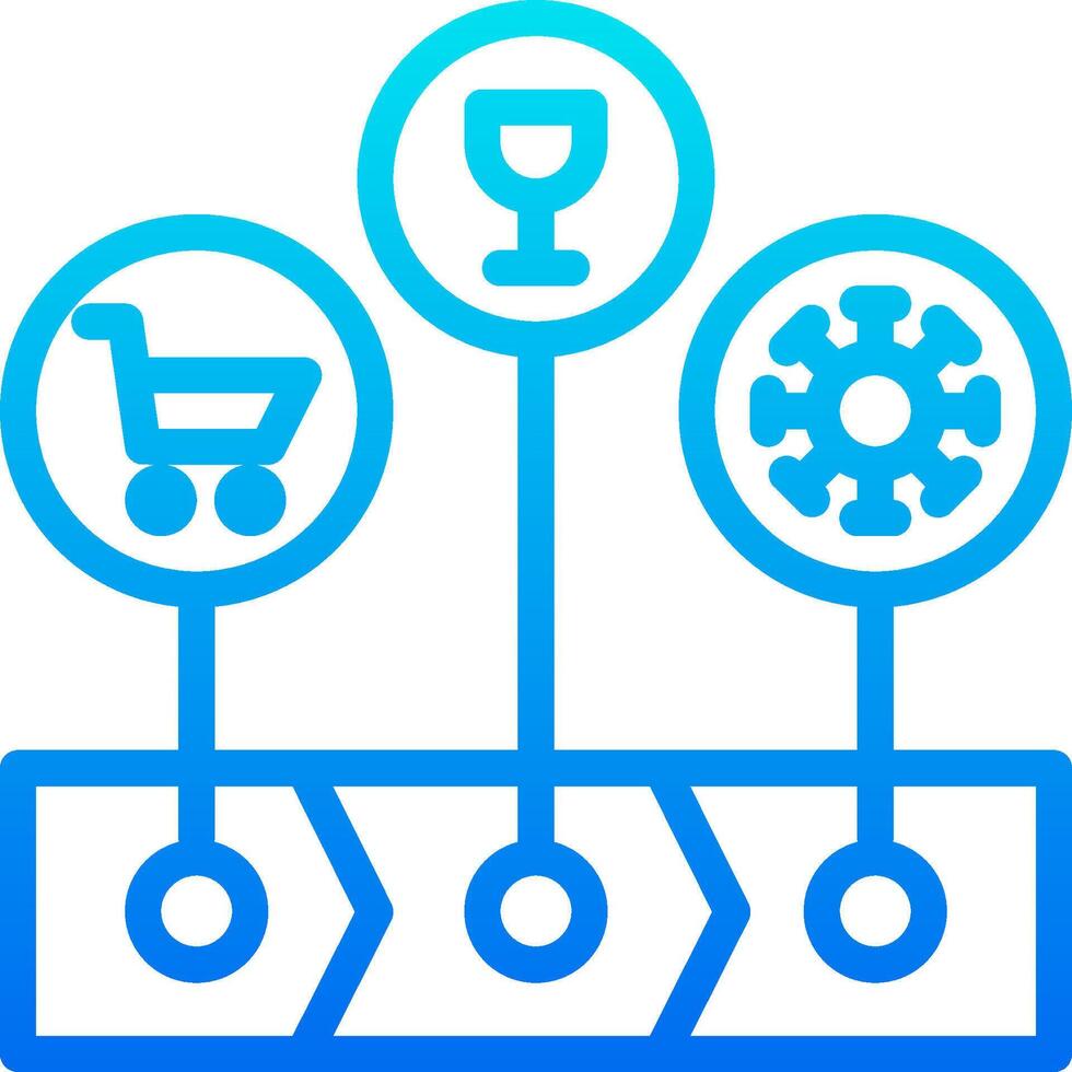 A blue icon with three icons on it vector