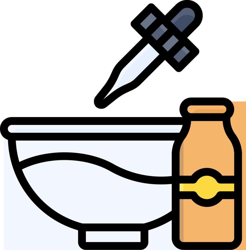 A bowl with a syringe and a bottle in it vector