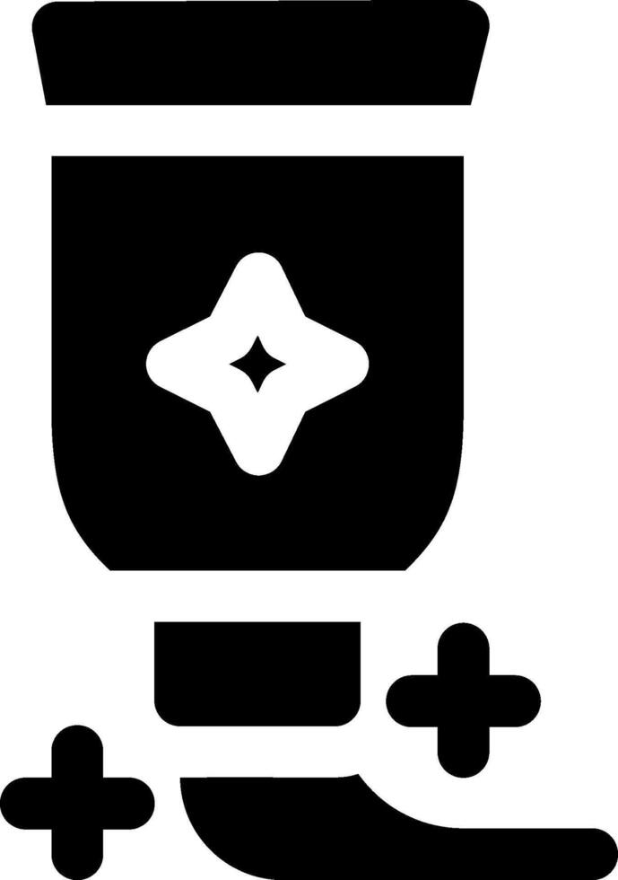 A black and white icon of a medicine bottle vector