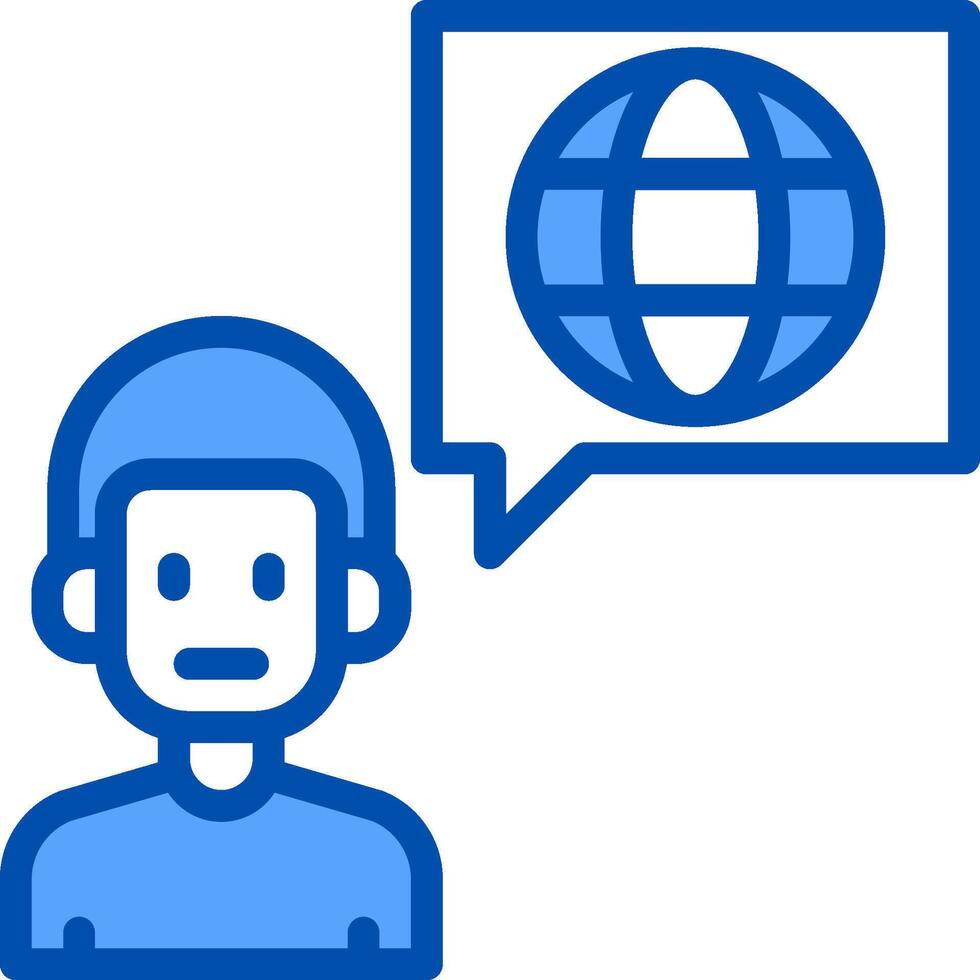 Man with speech bubble and globe icon vector