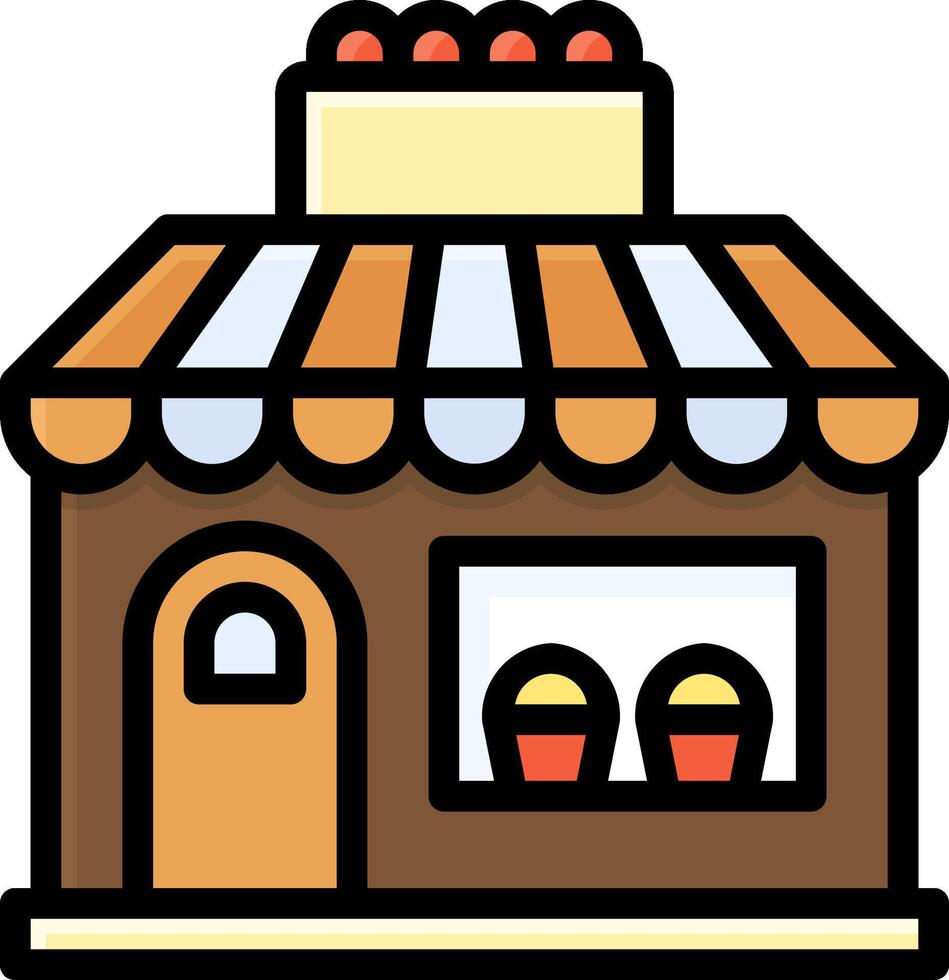 A small shop with a sign on the front vector