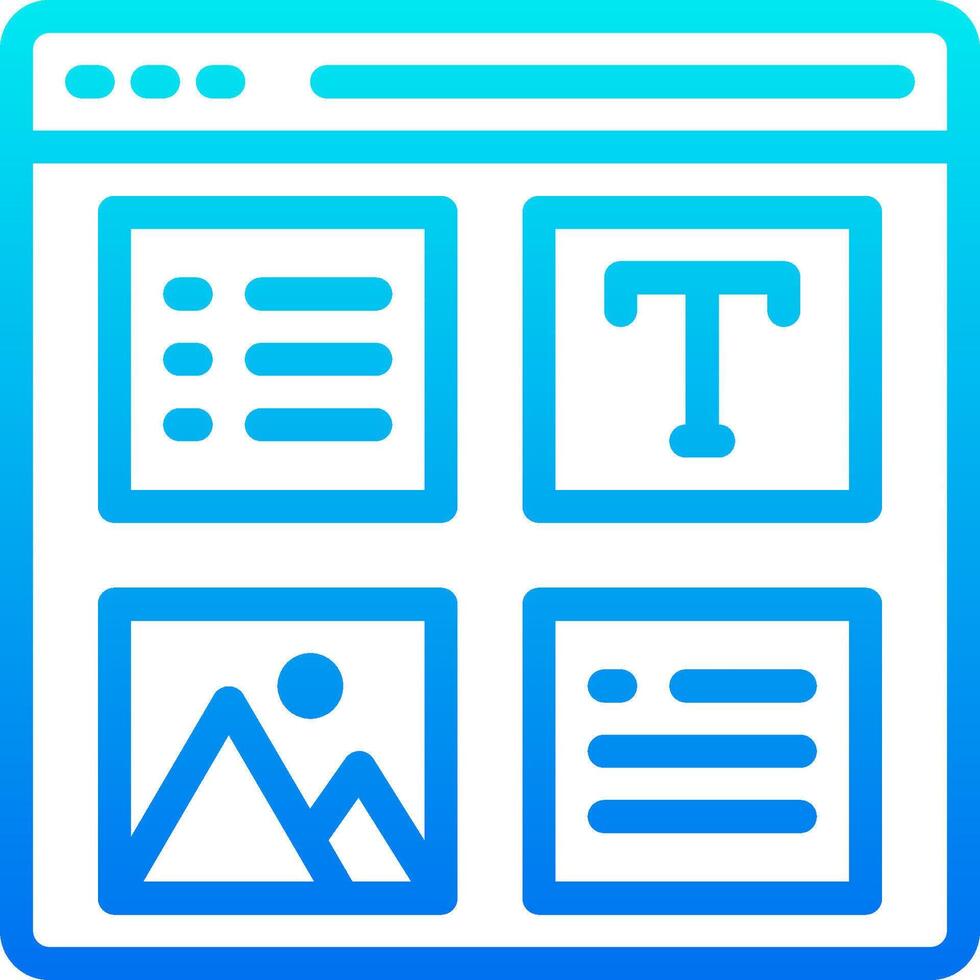 A blue and white icon with a picture of a computer screen vector