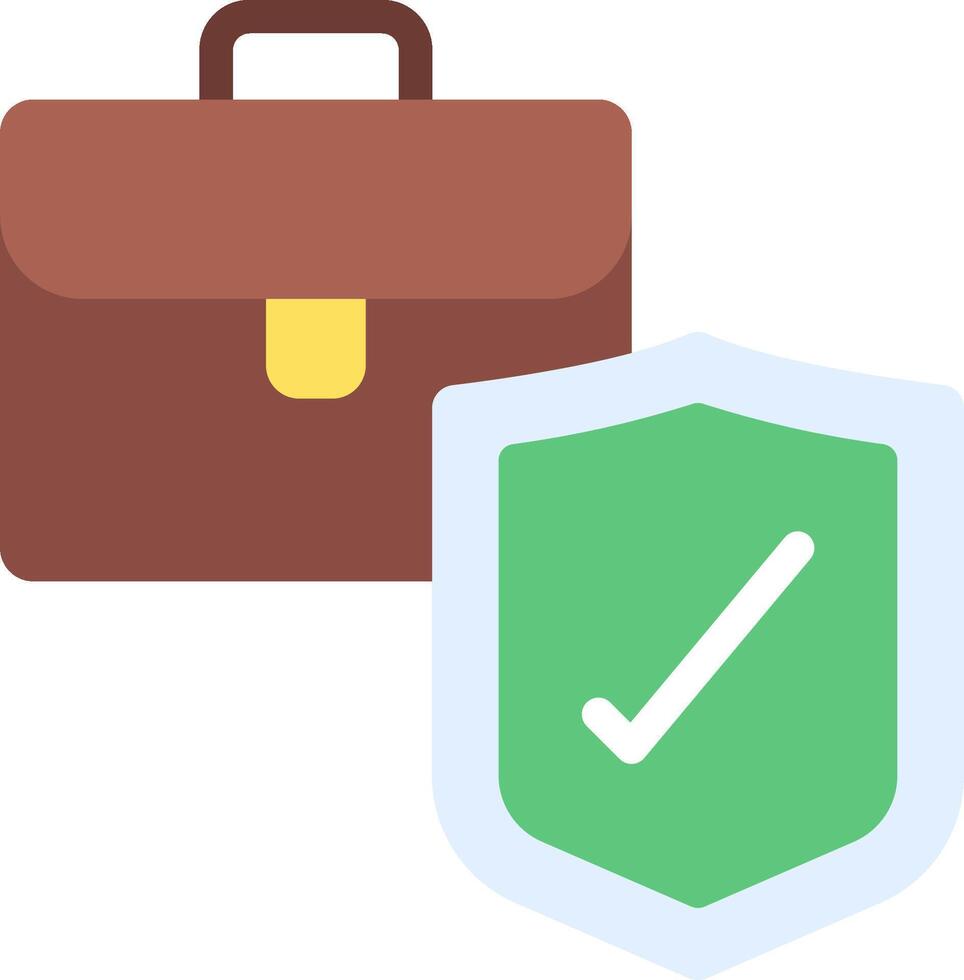 A briefcase and a shield with a tick mark vector