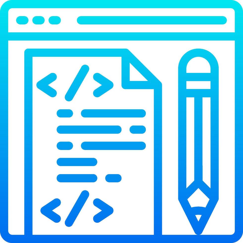 A blue icon with a pencil and paper vector