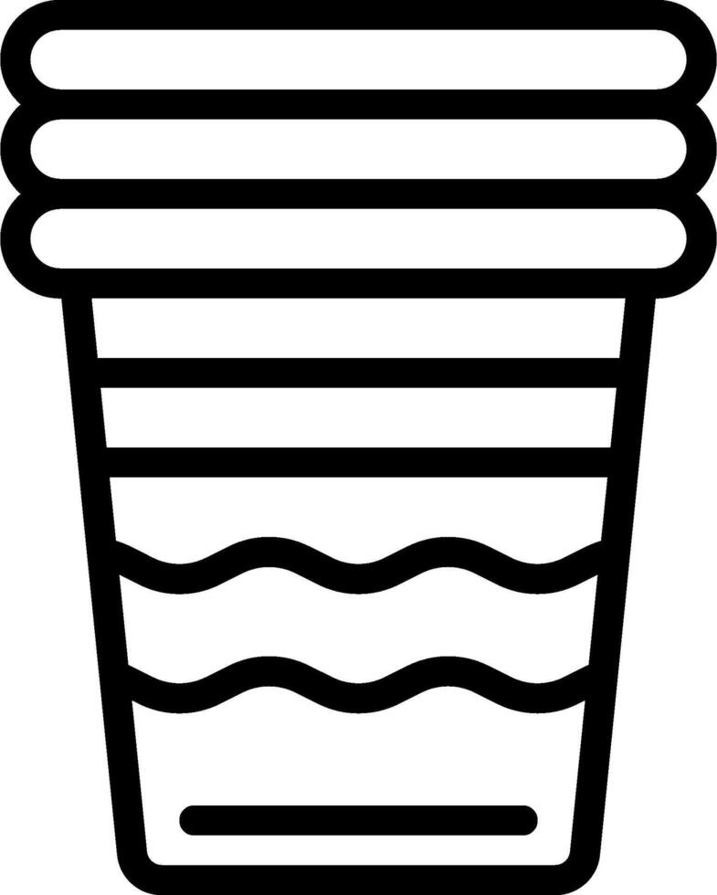 A black and white icon of a bucket with water vector
