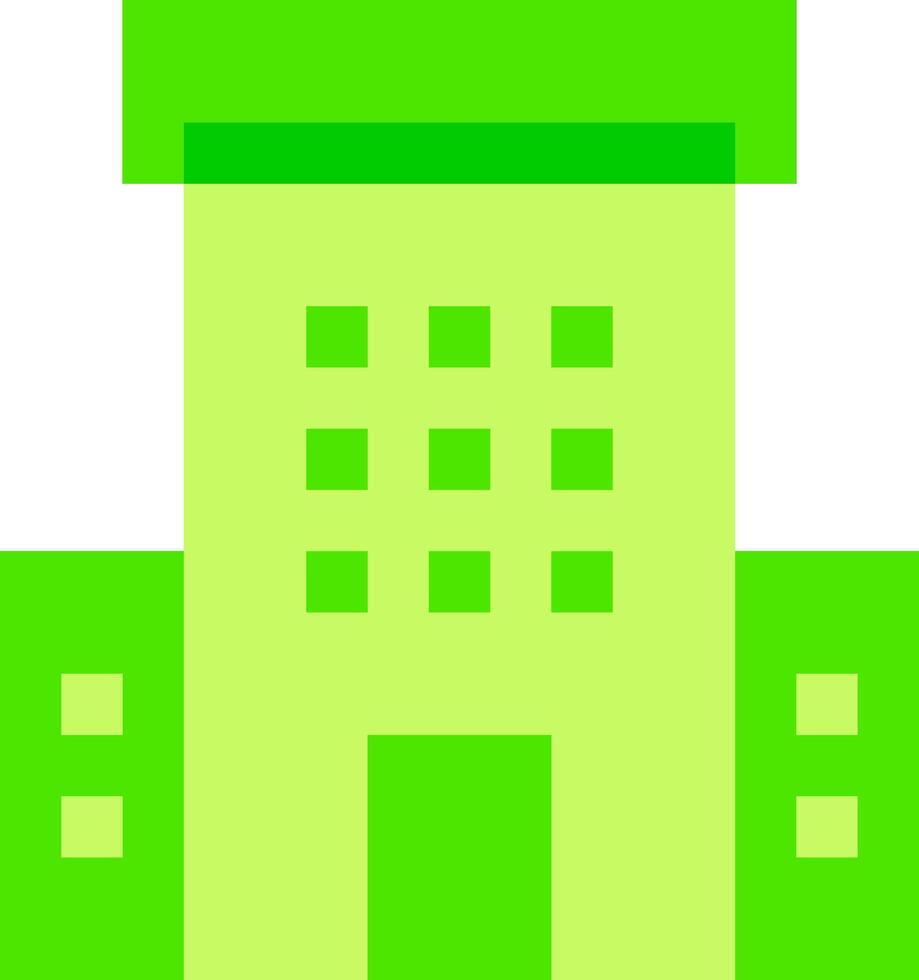 Green building icon with square windows vector
