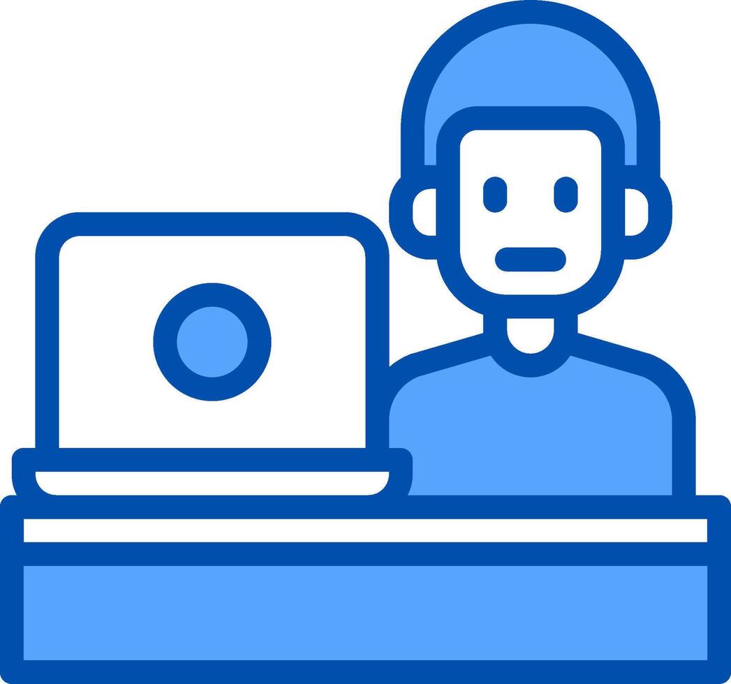 A man sitting at a desk with a laptop vector