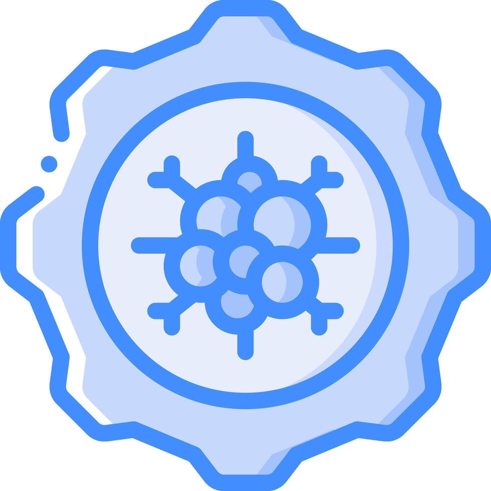 A blue and white icon of a virus vector