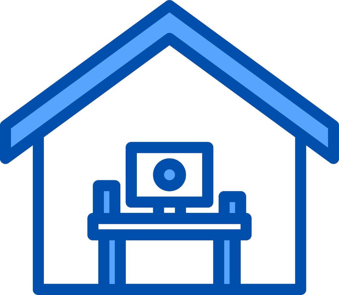 A blue house with a computer in the corner vector