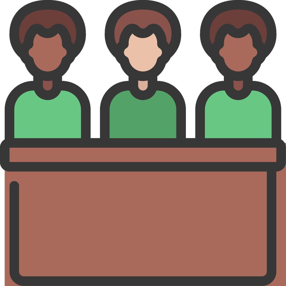 Three people sitting at a table with one person in the middle vector