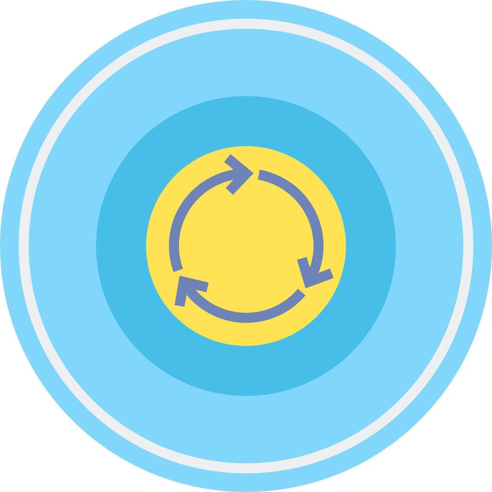 A circular icon with a yellow arrow pointing to the left vector