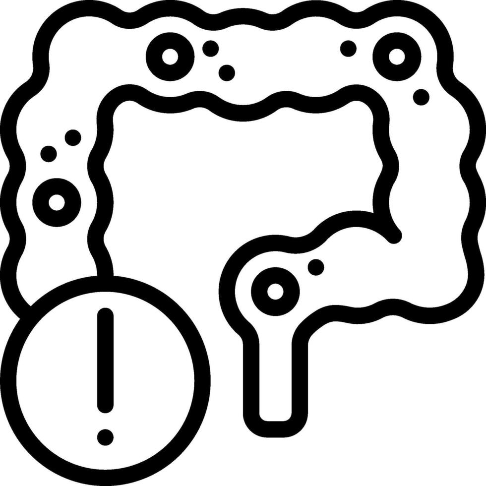 An icon of a digestive system with a warning sign vector