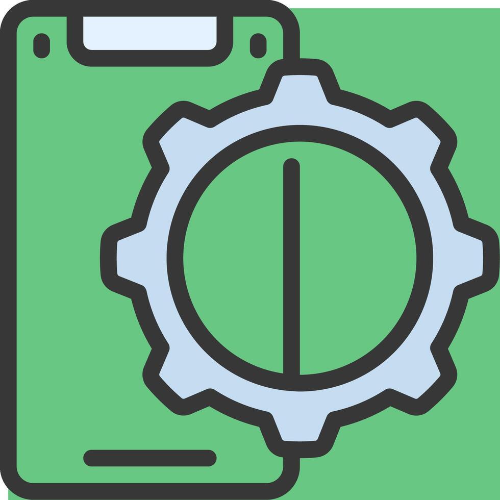 A green phone with a gear wheel on it vector