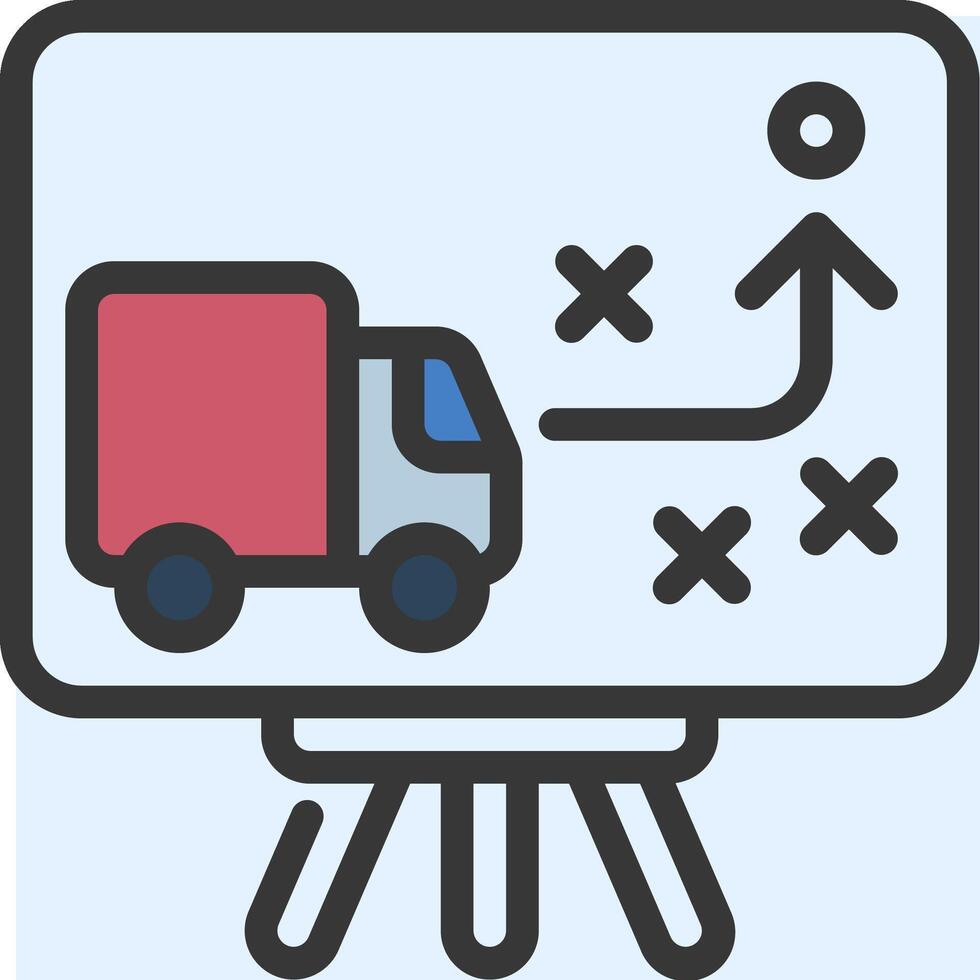 A truck is driving on a whiteboard with a diagram of a truck vector