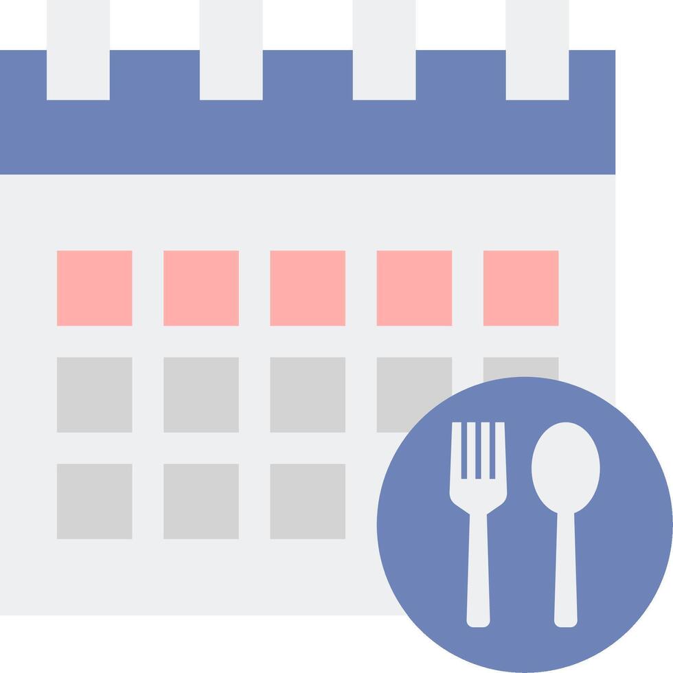 A calendar with fork and spoon icon vector