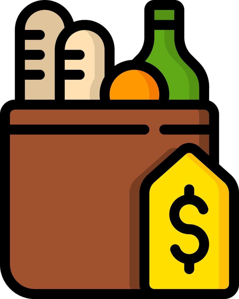 A brown bag with a dollar sign and bread vector