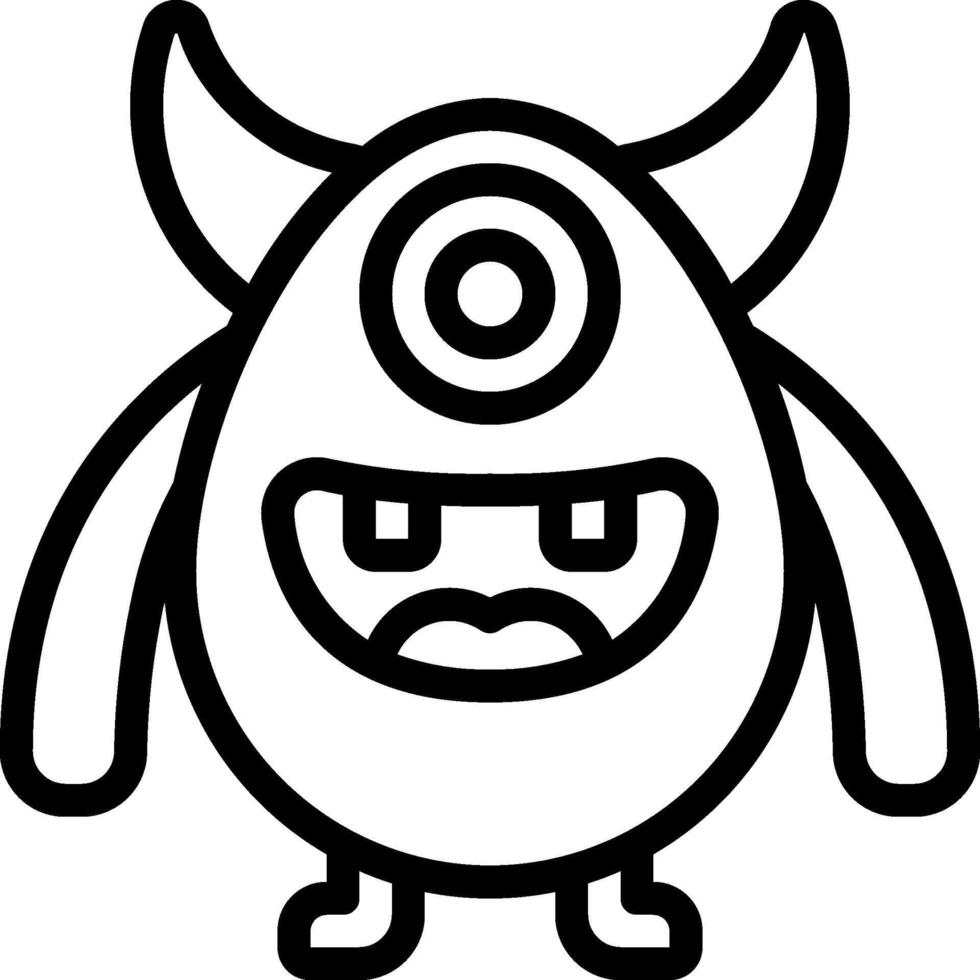 A cartoon monster with horns and eyes vector