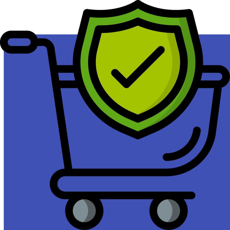 A shopping cart with a shield and a check mark vector